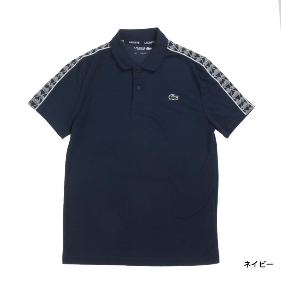 ラコステ　モノグラムテーピングウルトラドライテニスポロシャツ　M　新品　ブラック ラコステ LACOSTE モノグラムテーピングウルトラドライテニス
