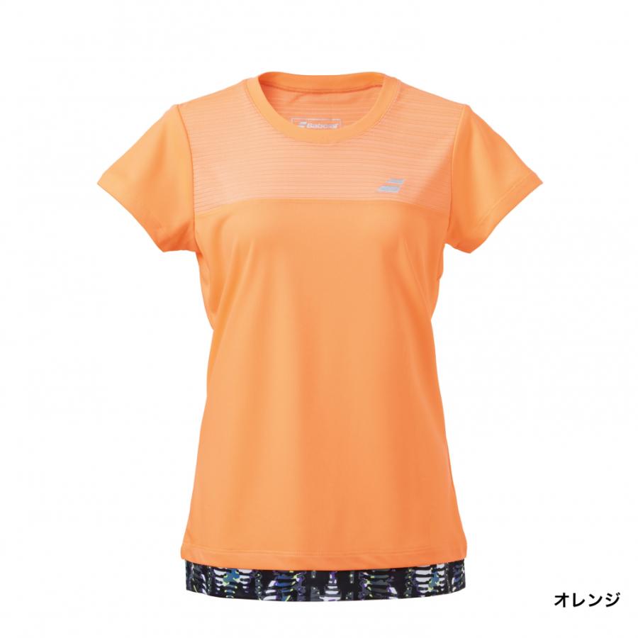 【超美品】BabolaTのテニスウェア（Tシャツ&パンツ）｜ベージュ×ブラウン Babolat（バボラ） レディス テニス 半袖Tシャツ PURE SHORT SLEEVE