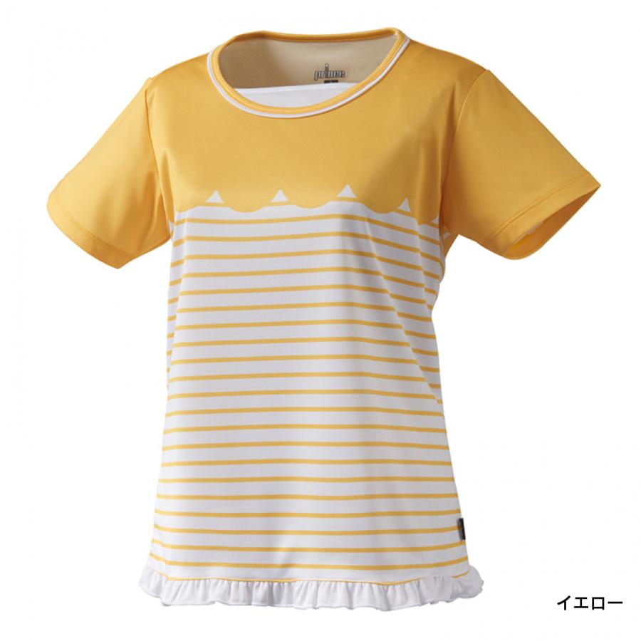 No.896 Prince ふわふわお袖のエレガントゲームシャツ☆LL☆ベージュ Prince プリンス レディース テニス 半袖Tシャツ ゲームシャツ