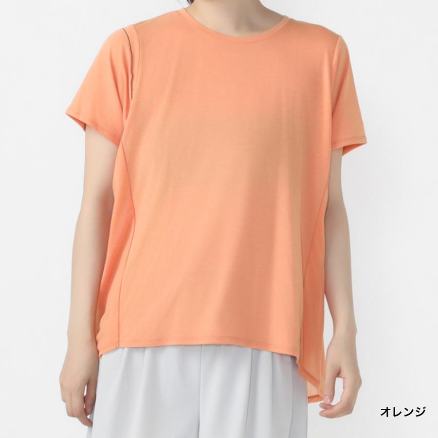 TIGORA 半袖 スポーツウェア トップス オレンジ S TIGORA（ティゴラ） レディース 半袖 Tシャツ フィットネス 後ろシア