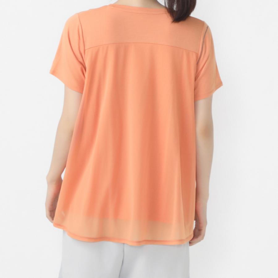 TIGORA 半袖 スポーツウェア トップス オレンジ S TIGORA（ティゴラ） レディース 半袖 Tシャツ フィットネス 後ろシア