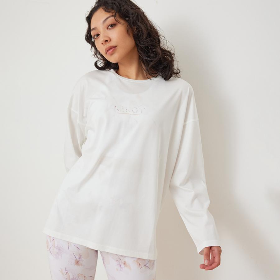 ナージー NERGY レディース フィットネス 長袖Tシャツ ルーズシルエットロングTシャツ_ NJM34060 （ホワイト） ナージー レディース 長袖 Tシャツ ルーズシルエットロングT
