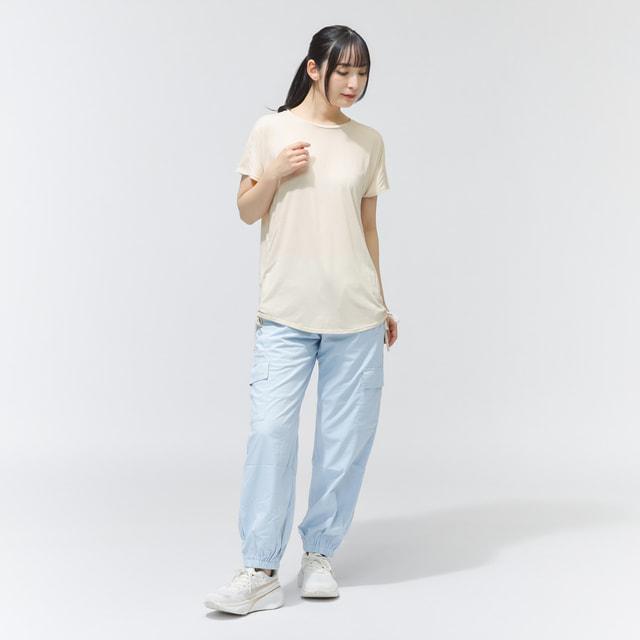 TIGORA（ティゴラ） レディース ロングパンツ 縦畝ワイドカーゴパンツ
