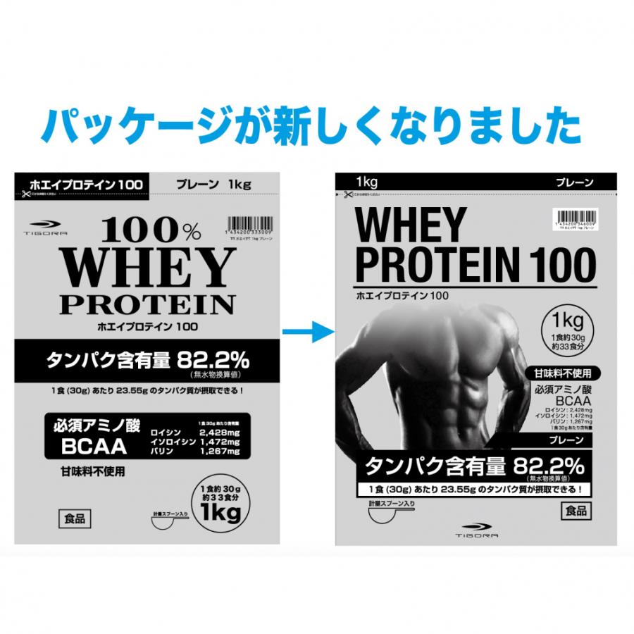 TIGORA（ティゴラ） ホエイプロテイン100 プレーン 1kg 約33食分 3個