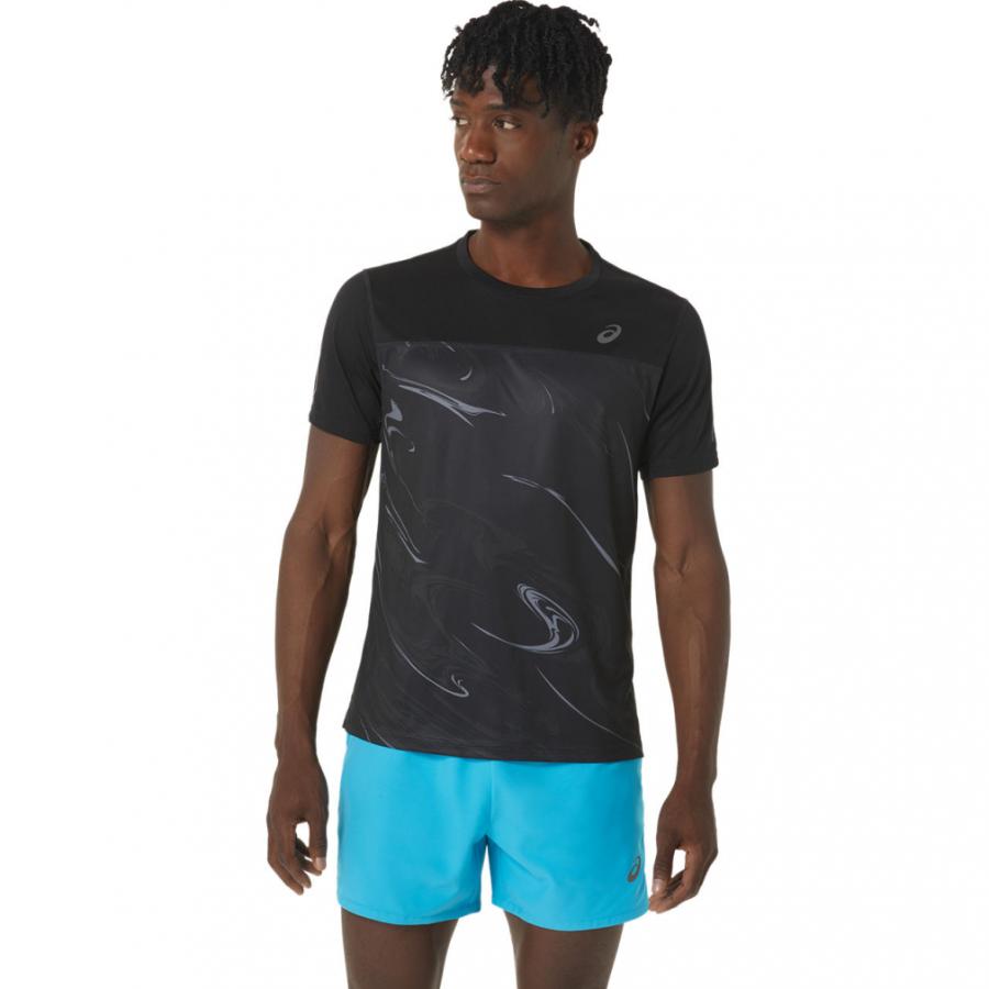 アシックス メンズ 陸上/ランニング 半袖Tシャツ GRAPHIC SHORT SLEEVE TOP ランニンググラフィックドライ半袖シャツ