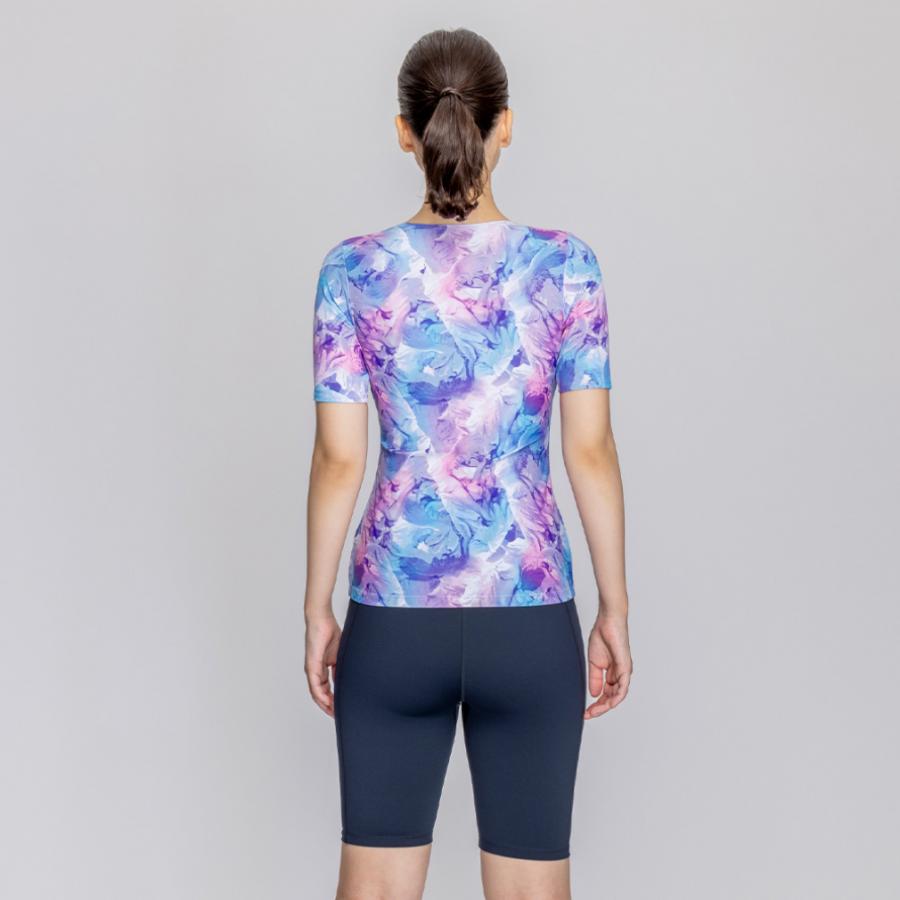 【美品】NIKE フィットネス　水着　M 紫　セパレート　スポーツ水着 NIKE ナイキ ジップ付き半袖セパレーツ レディース パープル 紫