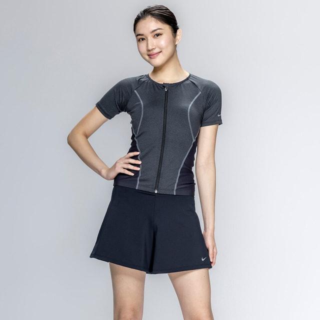 【新品未使用】　NIKE スポーツ用水着 半袖トップス グレー NIKE（ナイキ） レディース 水泳 フィットネス水着 FA26 【FLARE FIT