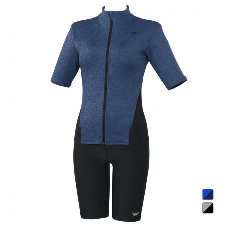 スピード speedo Short Sleeve Wavy Sepa ショートスリーブウェイビーセパ レディース ブルー 青 水泳 スイム フィットネス 水着 SFW32501-SB speedo（スピード） レディス 水泳 フィットネス水着 Short Sleeve