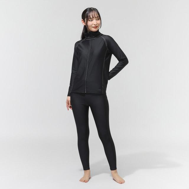 TIGORAスポーツ用水着 ブラック TIGORA（ティゴラ） レディース 水泳 フィットネス水着 9分丈スパッツ