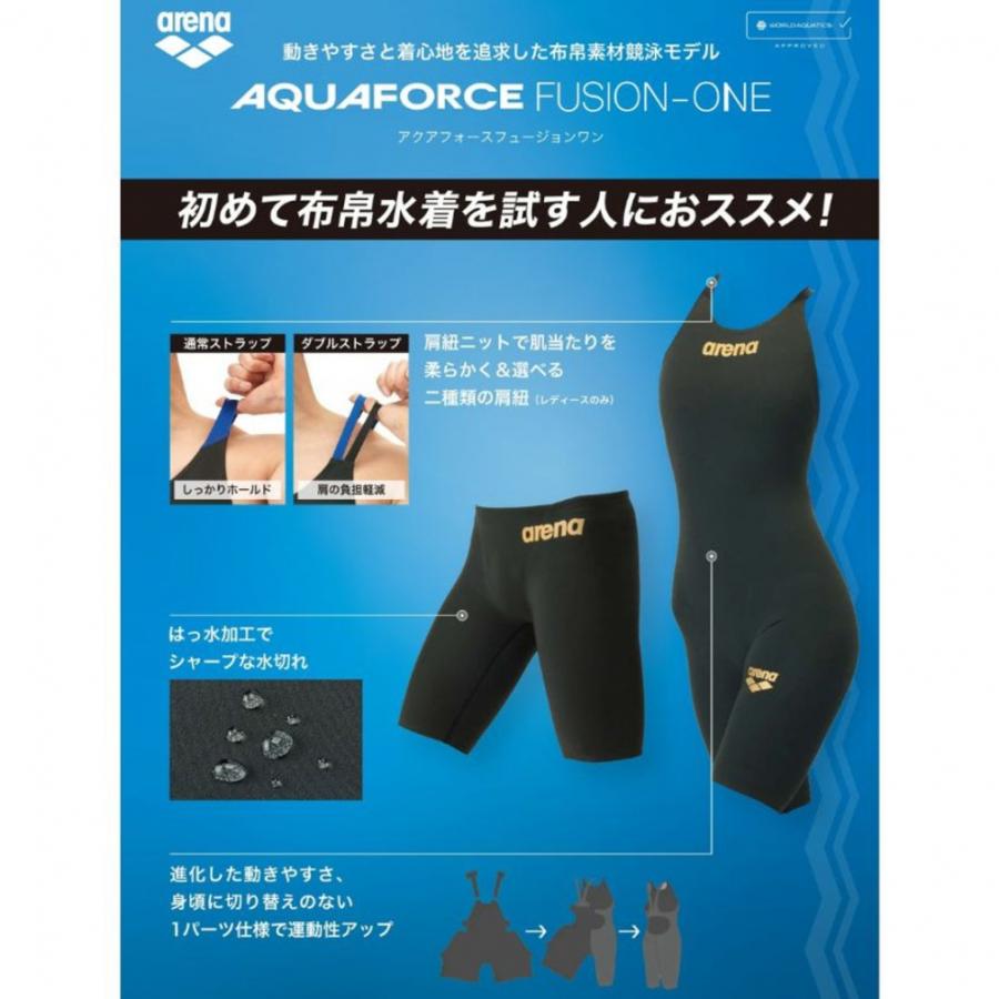 アリーナ レディス 水泳 競泳水着 アクアフォースフュージョンワン レーシングワンピーススパッツ オープンバック・ハーフレッグ AS6SRC10L arenaの画像