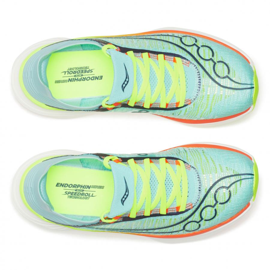 サッカニー ENDORPHIN ELITE 2 エンドルフィンエリート2 S30994-131 メンズ 陸上/ランニング ランニングシューズ 2E : ペールブルー×オレンジイエロー 0の画像