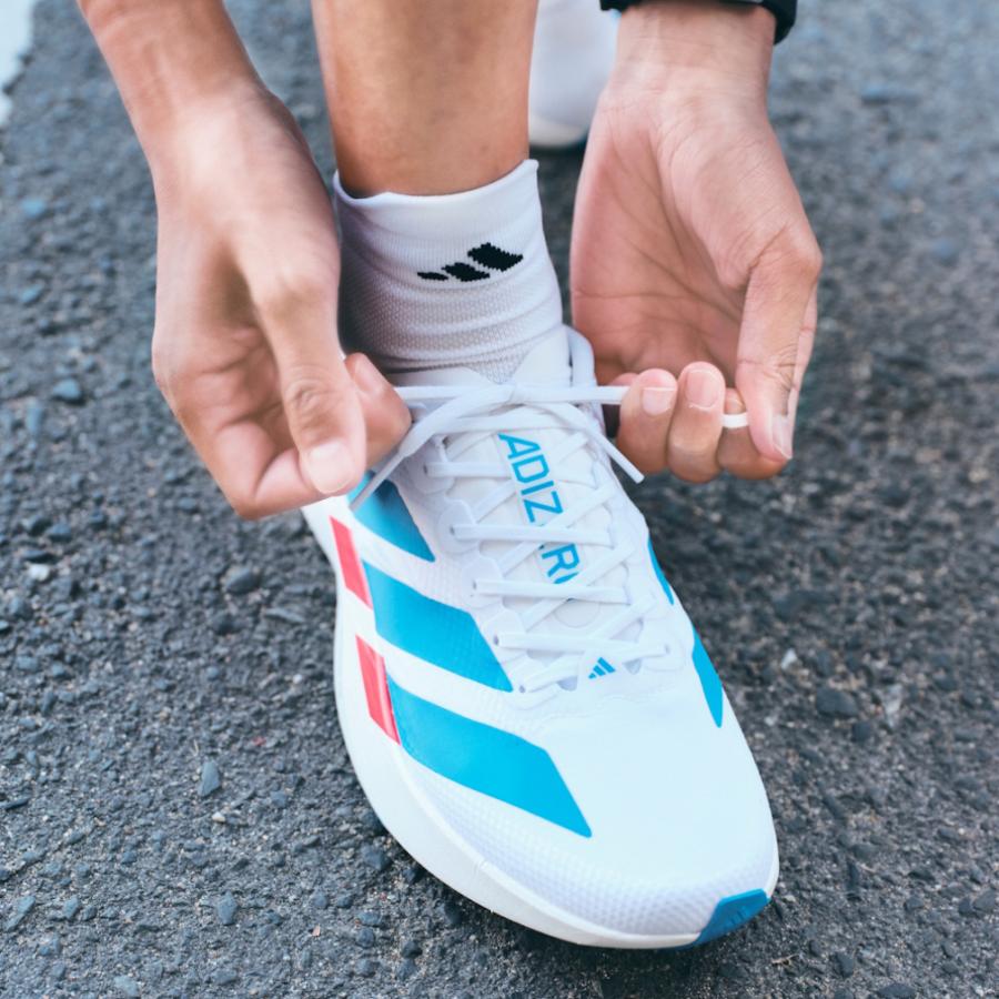 Adidas adizero evo sl ホワイト/ブルー adidas「ADIZERO EVO SL WOVEN」アルペン限定カラーが登場人気