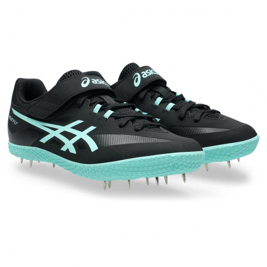 陸上競技用スパイクシューズ 走高跳 ブラック/グリーン ASICS（アシックス） HEAT FLY 2 ヒートフライ2 1093A249 槍投げ