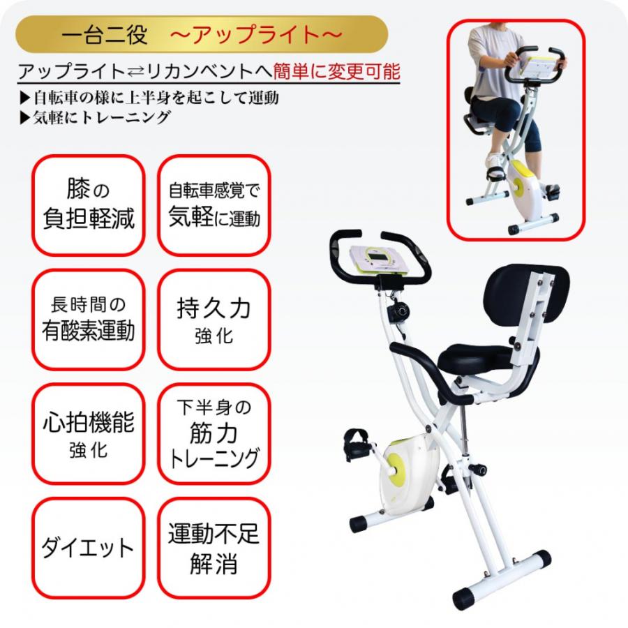 TIGORA エアロバイク フィットネスバイク TIGORA（ティゴラ） 1〜8段階不可調整可能 TR ミニバイク 滑り止め機能