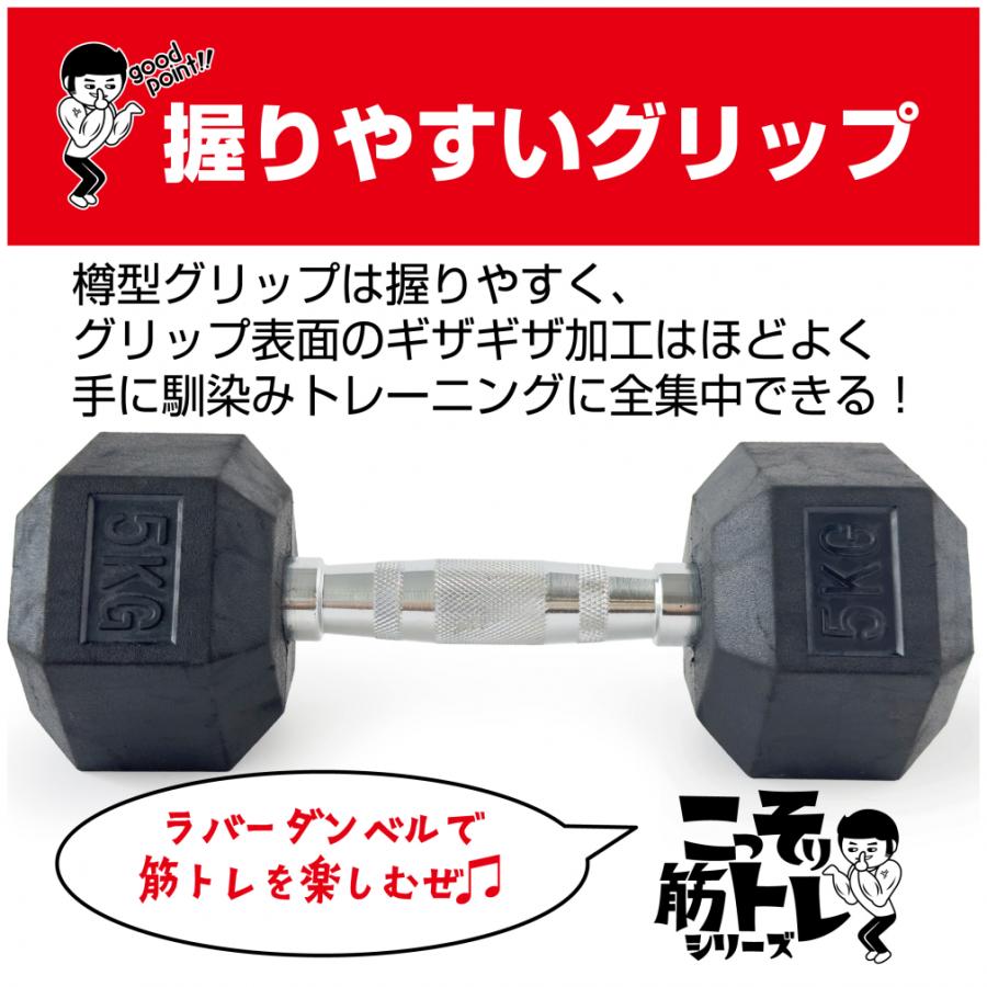 TIGORA ティゴラ ラバーダンベル 5kg 5キロ 転がらない 床 保護 TIGORA ティゴラ ラバーダンベル 5kg 5キロ 転がらない 床 保護