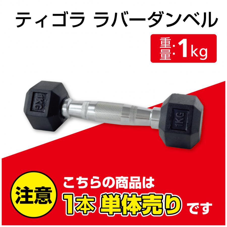 TIGORA（ティゴラ） ラバーダンベル 1kg 1キロ 転がらない 床 保護 筋
