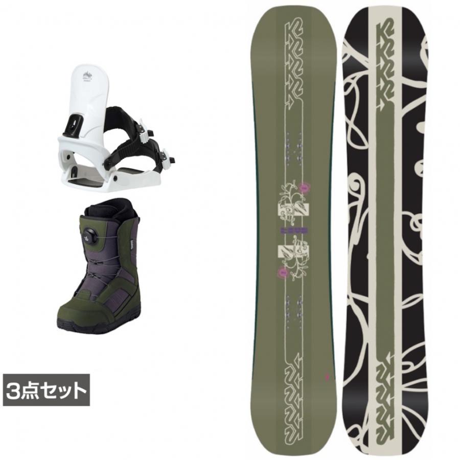 美品スノーボード板K2ビンディングブーツheadケース４点セット K2 ケーツー LIME LITE ＆ CAUSE ＆ JAFFE カーキ 板＋ビンディング＋