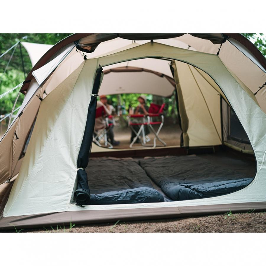 ドーム型キャンプテントとタープのセット グリーン/ベージュ snow peak スノーピーク ランドネストMテントタープセット SET