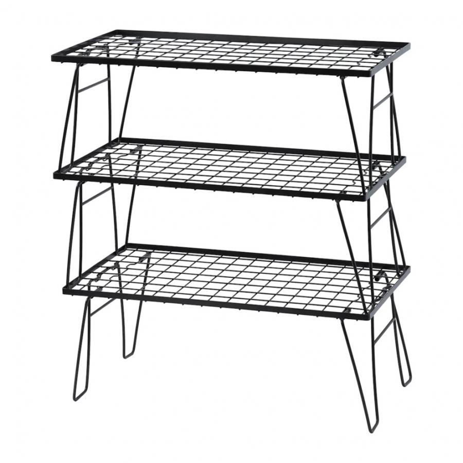 HANG OUT フィールドラック 3段 アウトドアラック Mountainhiker 3段フォールディングラック 軽量 折りたたみ式 3