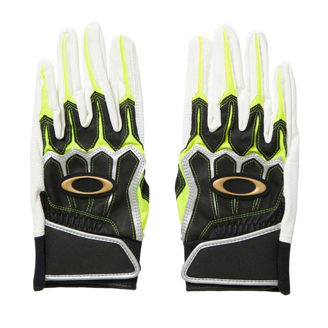 【極・レア品】オフホワイト メンズ 手袋 ブラック×グリーン Gloves OAKLEY（オークリー） 野球 バッティング用手袋 STRIKING GLOVE 2.0