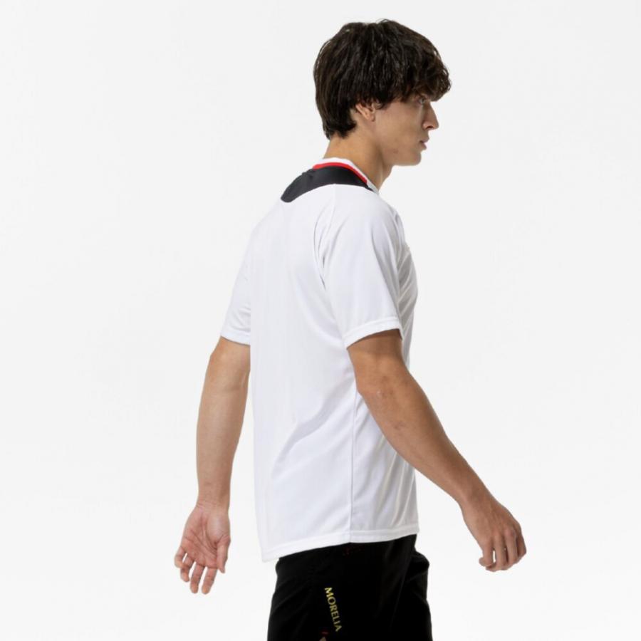 神村学園サッカー部移動着Tシャツ ホワイト ブラック Mサイズ リサイクルグラフィックリンガーTシャツ|D2MAD003|ミズノスポーツ