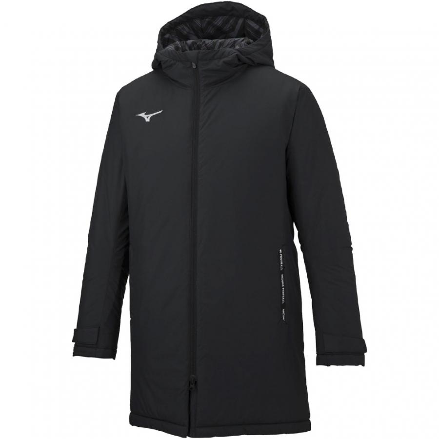 MIZUNO ダウンベンチコート サッカー メンズL ブラック ジャケット MIZUNO ダウンベンチコート サッカー メンズL ブラック
