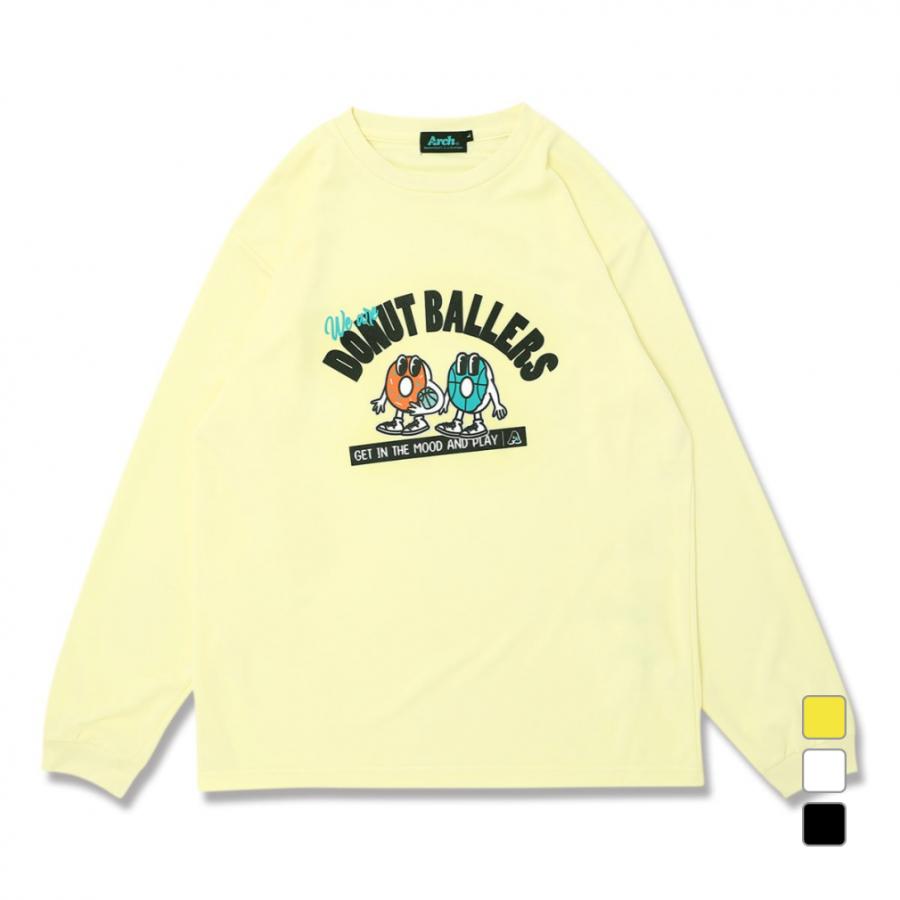アーチ メンズ レディス バスケットボール 長袖Tシャツ donut ballers