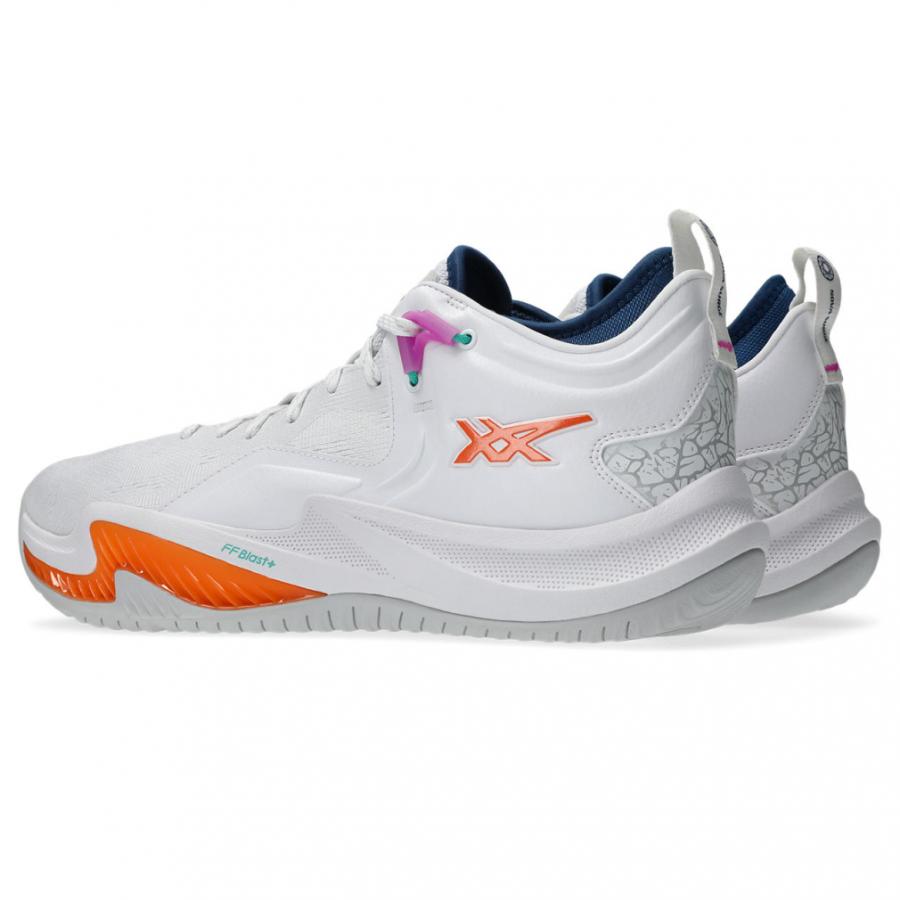 アシックス NOVA SURGE LOW 2 ノヴァサージ ロー 2 1061A051 メンズ レディス バスケットボール シューズ バッシュ : ホワイト×サーモンピンク asicsの画像