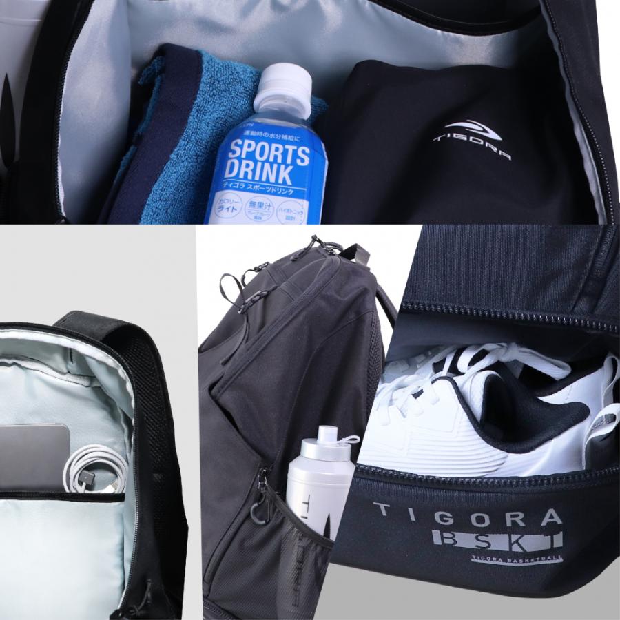 ティゴラ BASKETBALL BACK PACK バスケットボール収納可能 TR-8KC1014BP バスケットボール バックパック : ブラック TIGORA｜alpen-group｜10