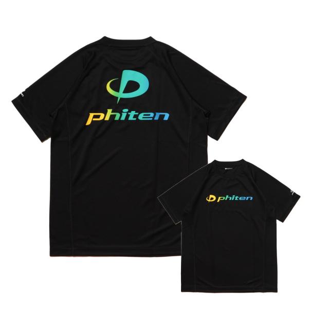 ファイテン メンズ レディース バレーボール 半袖Tシャツ RAKUシャツSPORTS SMOOTH DRY JG406003 : ブラック×イエローグリーン phiten｜alpen-group