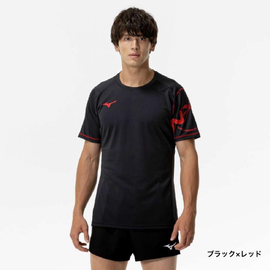 バレーボール用半袖シャツ 黒/赤 アシックス(asics) バレーボールウェア 半袖シャツ V男子日本代表 番号