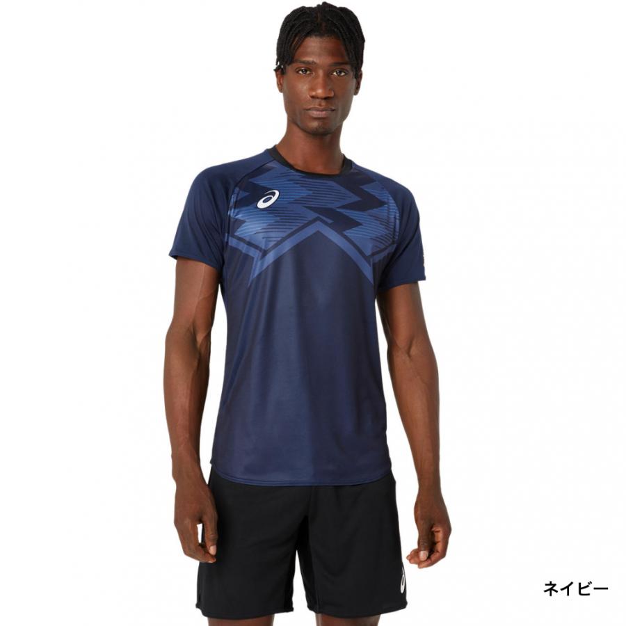 アシックス 日本代表 半袖ジャケット ネイビー ASICS（アシックス） メンズ バレーボール 半袖Tシャツ クール