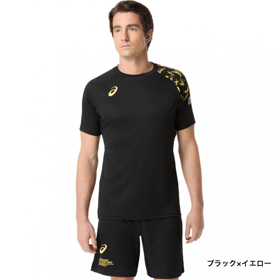 ASICS バレーボールシャツ 黒/青 ASICS バレーボールシャツ M 黒 - メルカリ