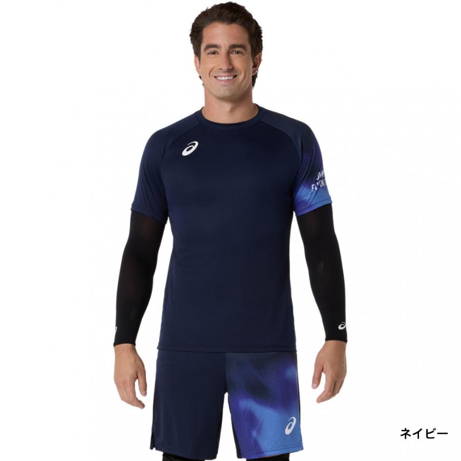 Asics 日本代表 バレーボールシャツ ネイビー ASICS（アシックス） メンズ レディス バレーボール 半袖Tシャツ