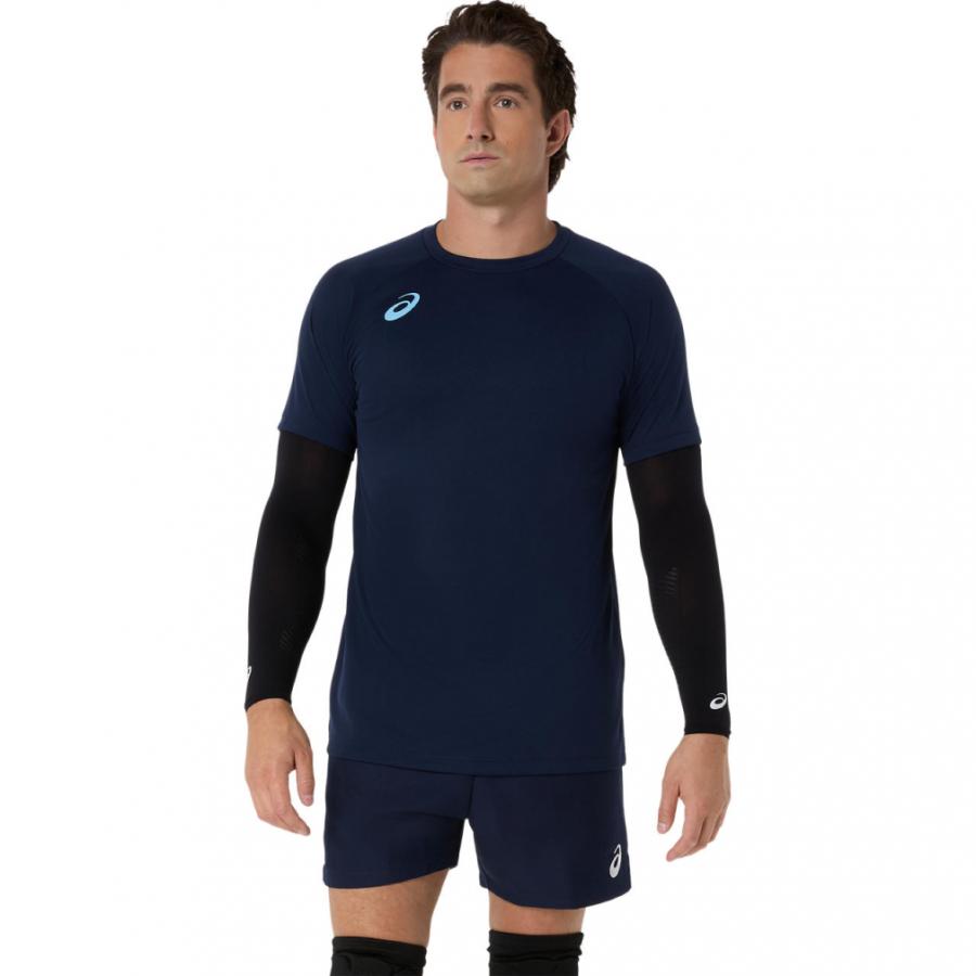 asics ネイビー 半袖HIGASHIYAMA VOLLEYBALL ASICS（アシックス） メンズ レディス バレーボール 半袖Tシャツ