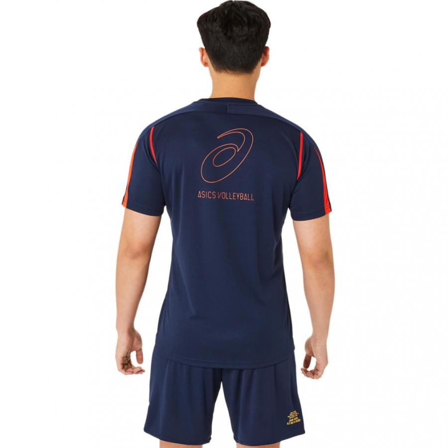 asics 半袖ウェア サイズ0 ネイビー　国士舘はんぶい ASICS（アシックス） メンズ レディス バレーボール 半袖Tシャツ 半袖