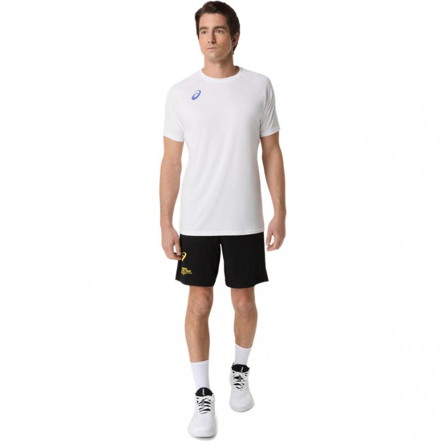 asics パフォーマンスシャツ ホワイト/ネイビー ASICS（アシックス） メンズ レディス バレーボール 半袖Tシャツ 半袖