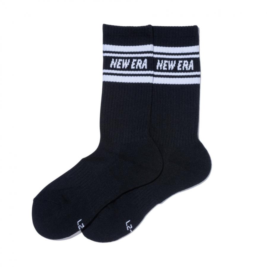 NEW ERA ブラックソックス シロ NEW ERA（ニューエラ） ソックス 靴下 SOCKS CREW 3PAIRS LINE BLK 25J