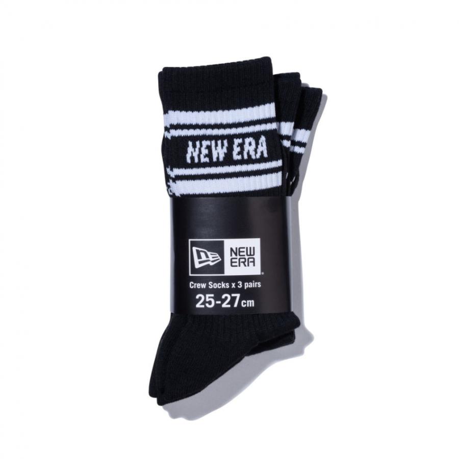 NEW ERA（ニューエラ） ソックス 靴下 SOCKS CREW 3PAIRS LINE BLK 25J