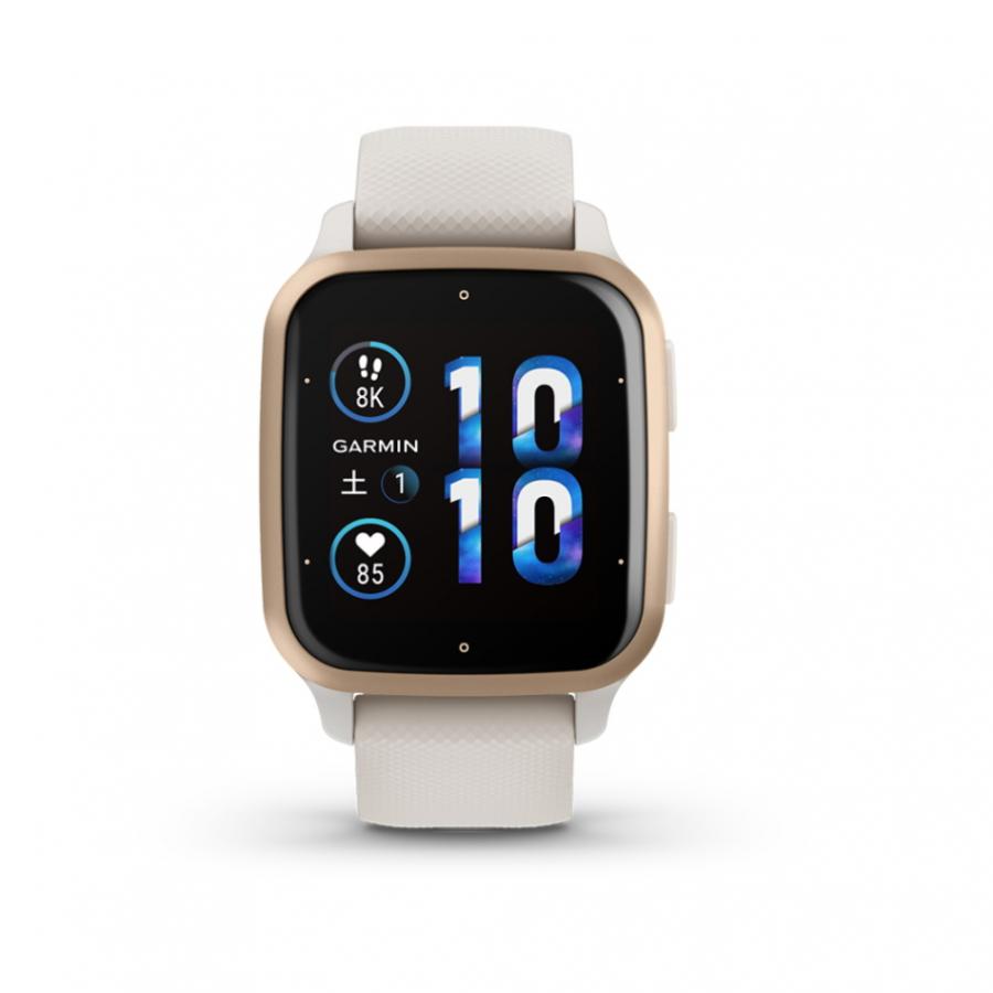 GAMIN（ガーミン） Venu Sq 2 White/Cream Gold Garmin Venu Sq Fitness Smartwatch, GPS, Light Gold Aluminum Bezel
