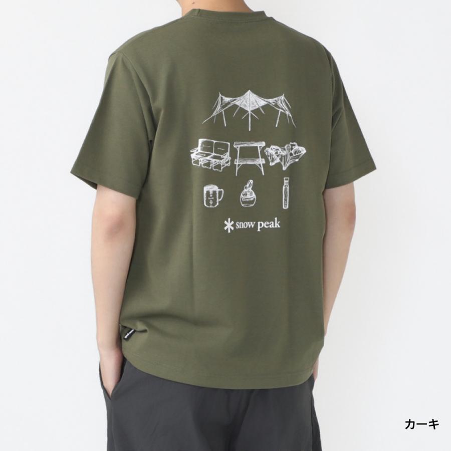 snow peak スノーピーク アウトドア 半袖Tシャツ Gear Printed S/S T