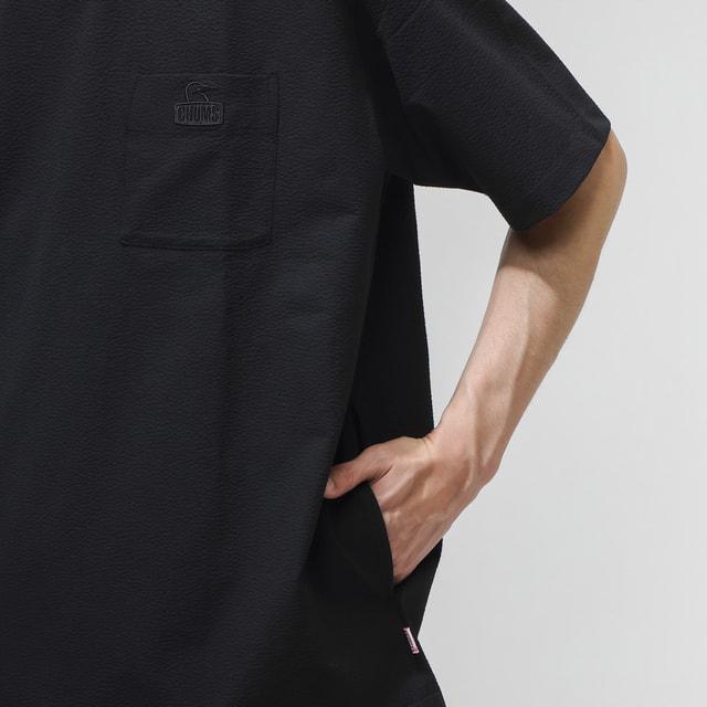 2026春夏 チャムス メンズ アウトドアカジュアル 半袖Ｔシャツ Seerchucker Stretch T-Shirt CH01-2712 K001 : ブラック CHUMS