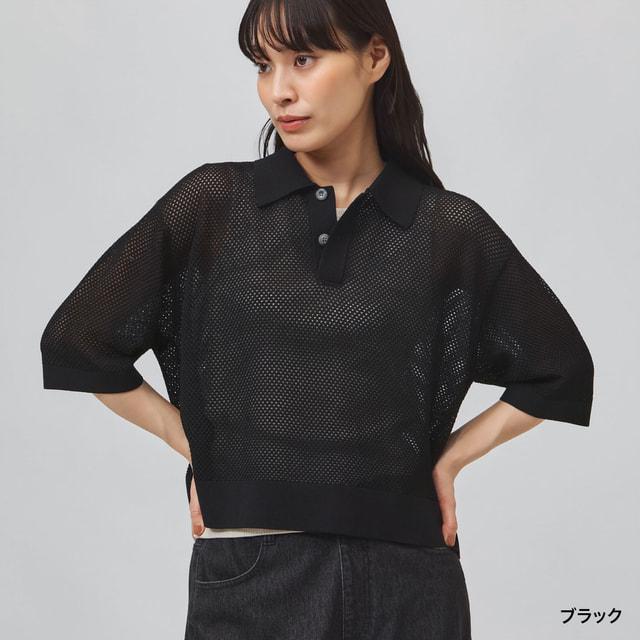 TIGORA（ティゴラ） レディース 半袖 ポロシャツ メッシュニット