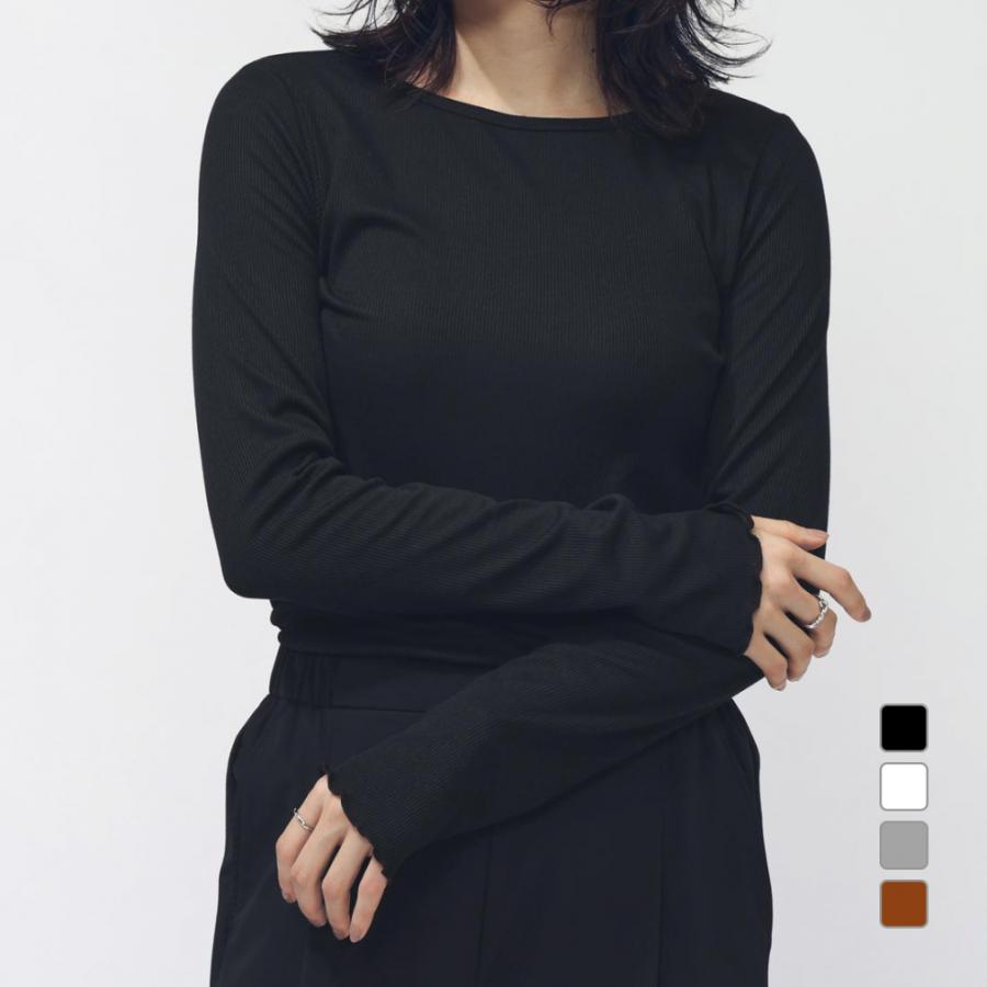 TIGORA ティゴラ レディース 長袖 Tシャツ ストレッチリブクルーネック