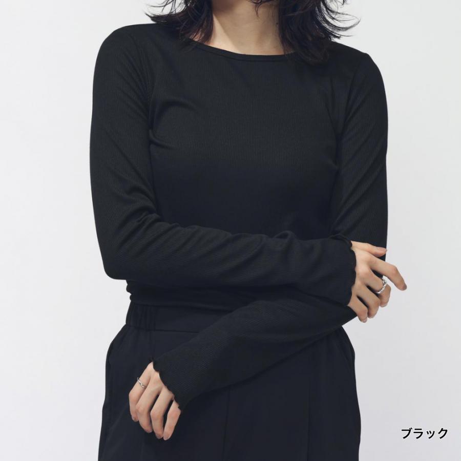 TIGORA（ティゴラ） レディース 長袖 Tシャツ ストレッチリブクルー