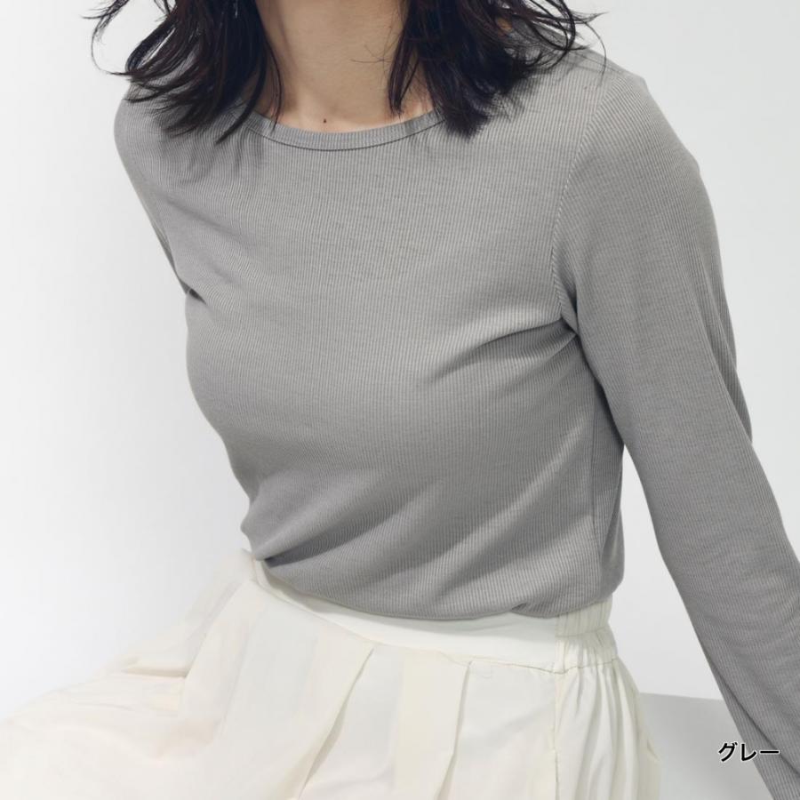 TIGORA（ティゴラ） レディース 長袖 Tシャツ ストレッチリブクルー