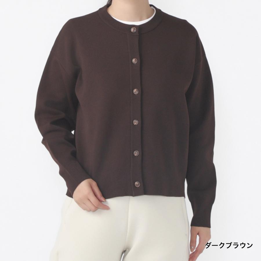 ダークブラウン 五分袖 カーディガン TIGORA（ティゴラ） レディース ウェア ウォッシャブルニット