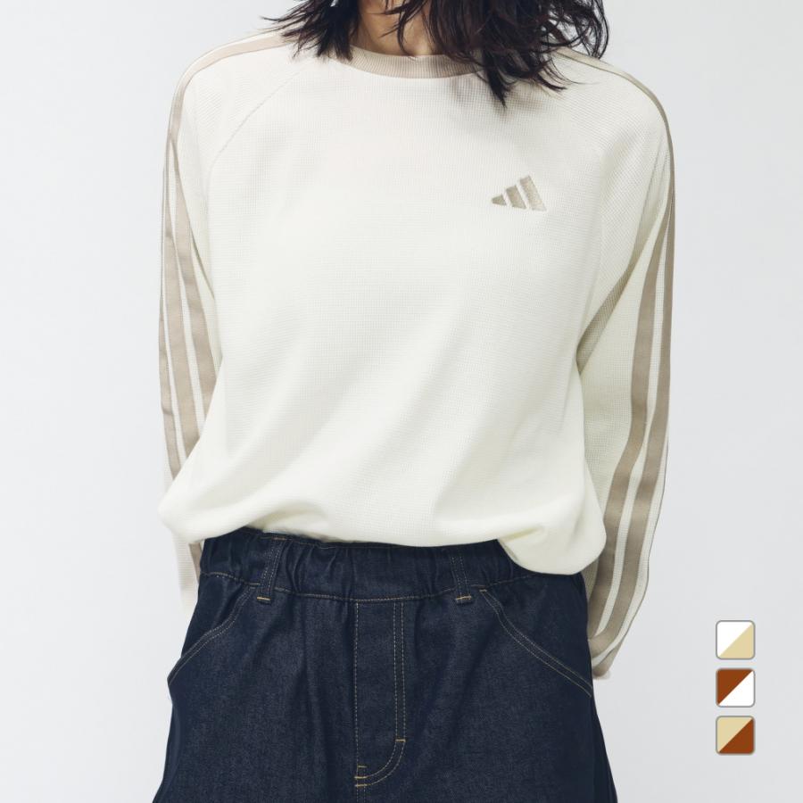 adidas アディダス レディース 長袖 Tシャツ ワッフル スリー