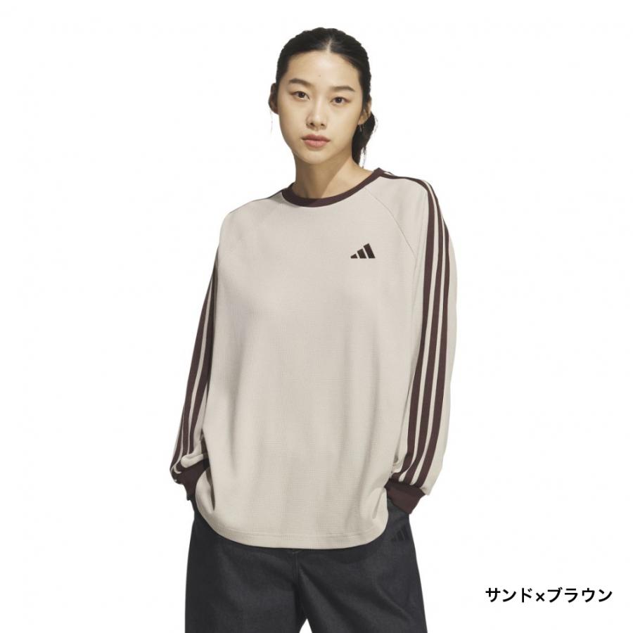 adidas アディダス レディース 長袖 Tシャツ ワッフル スリー