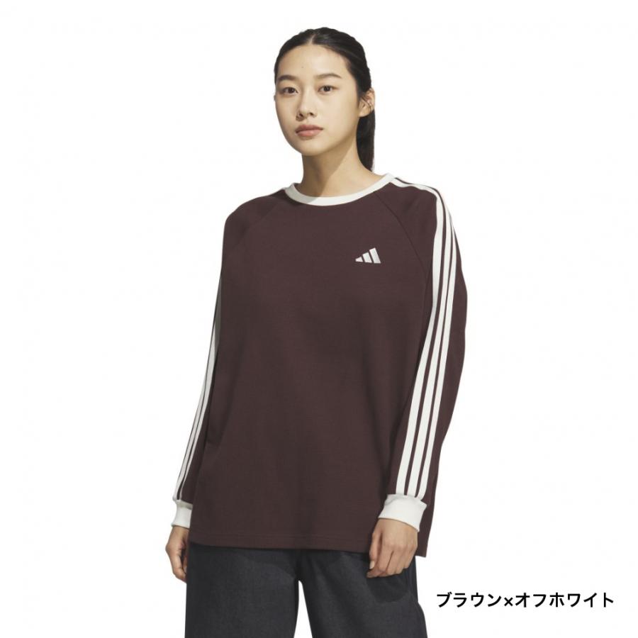 [ADIDAS] レディース Tシャツ 長袖 モノ チャコール adidas アディダス レディース 長袖 Tシャツ ワッフル スリー